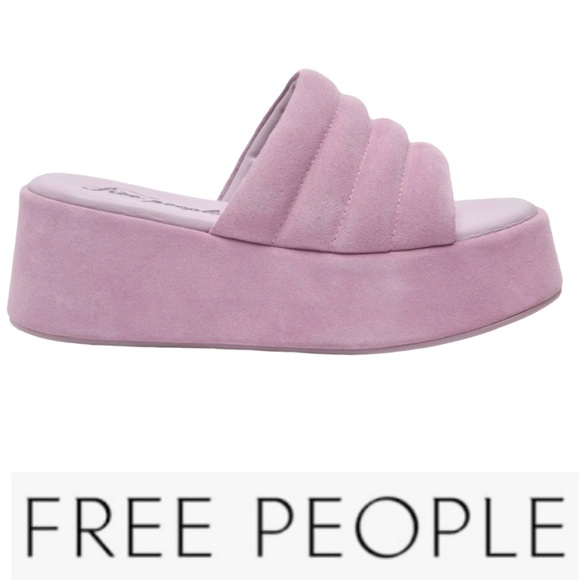 NWOT Free People Almost Paradise Purple Suede Platform Sandals 38 - Picture 2 of 14